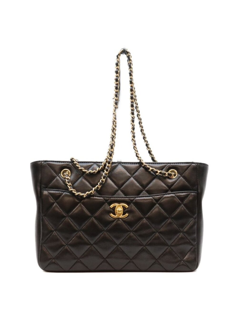 Chanel Black Lambskin Mini Chain Tote Bag
